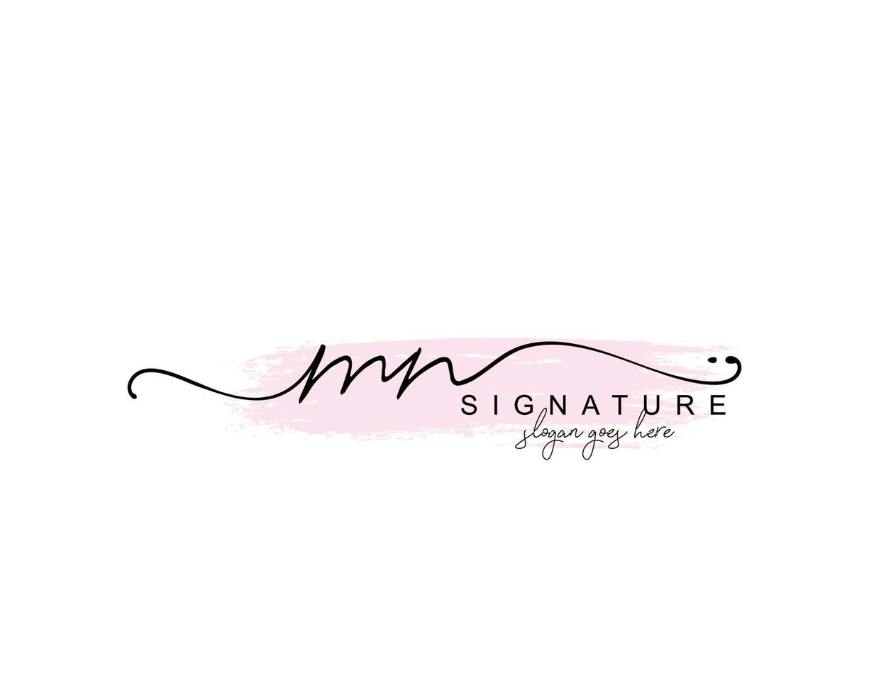 Initial MN beauty monogram and elegant logo design, handwriting logo of initial signature, wedding, fashion, floral and botanical with creative template. vector