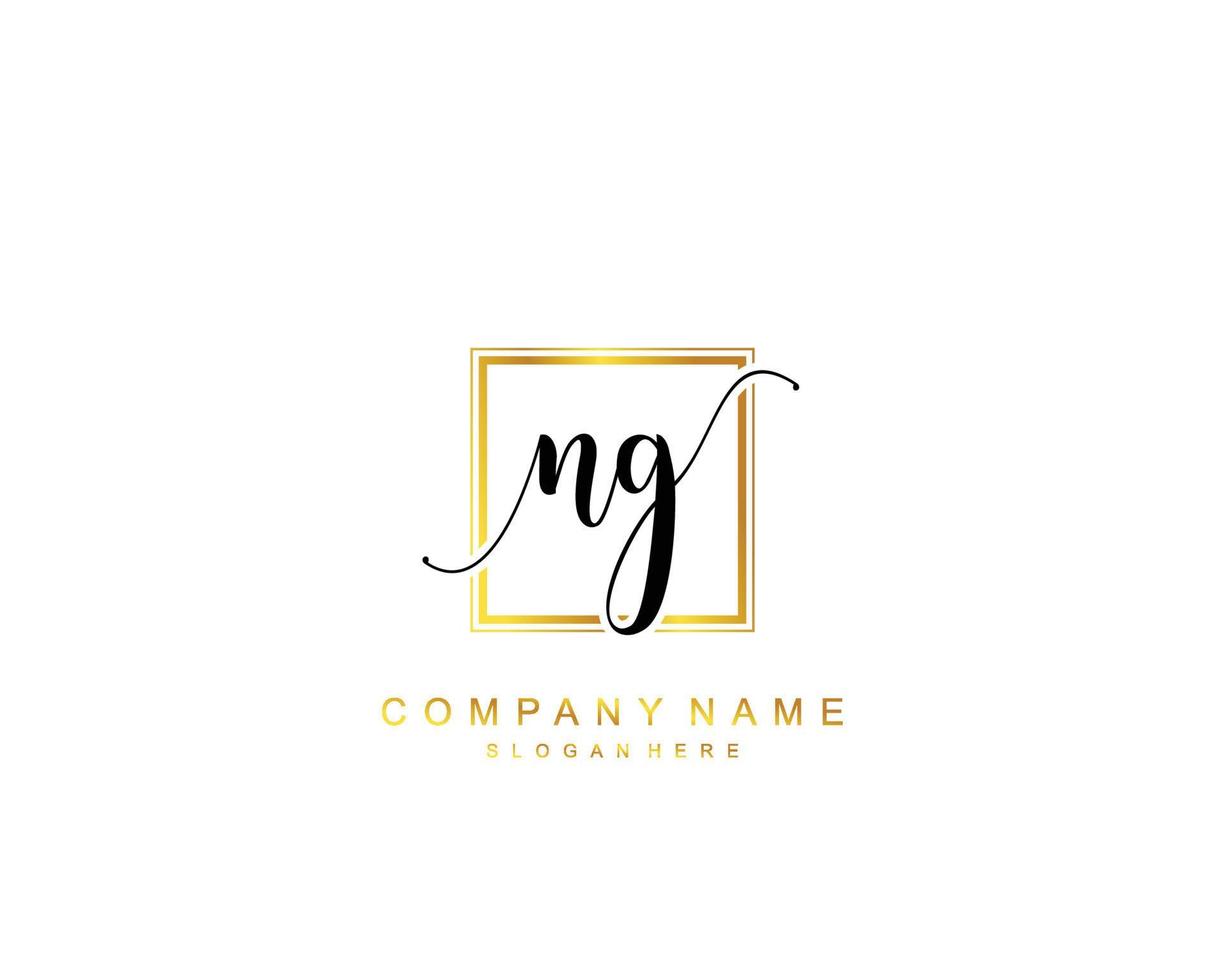 Initial NG beauty monogram and elegant logo design, handwriting logo of initial signature, wedding, fashion, floral and botanical with creative template. vector