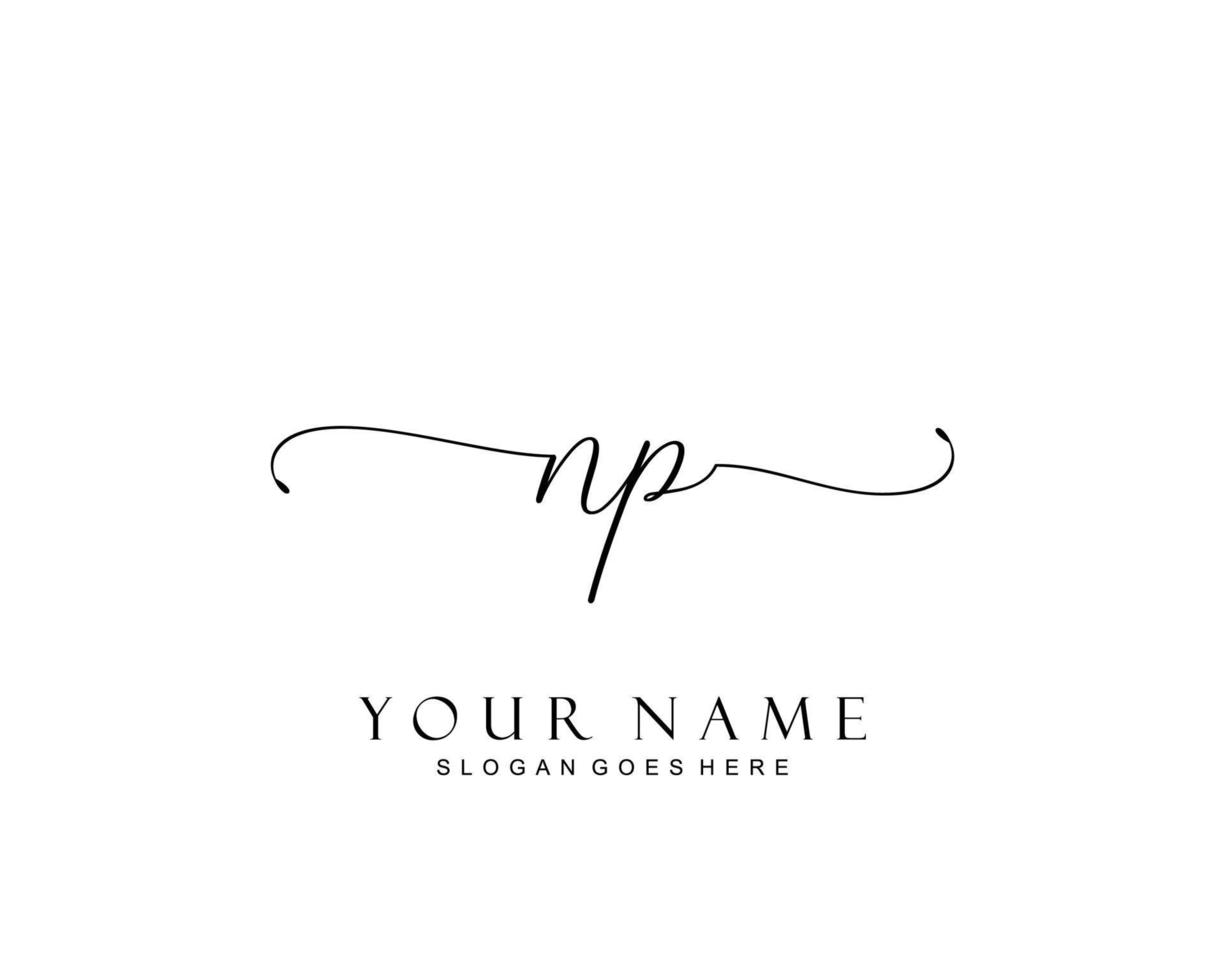 Initial NP beauty monogram and elegant logo design, handwriting logo of initial signature, wedding, fashion, floral and botanical with creative template. vector