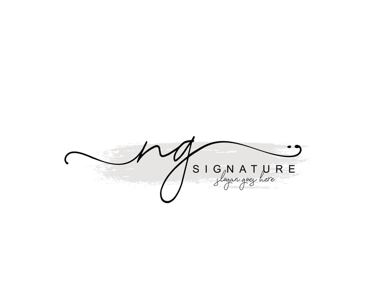 Initial NG beauty monogram and elegant logo design, handwriting logo of initial signature, wedding, fashion, floral and botanical with creative template. vector