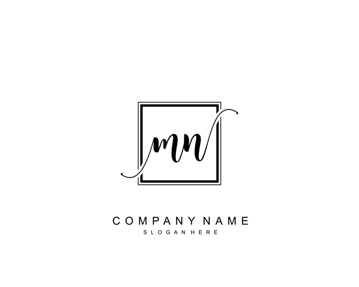 Initial MN beauty monogram and elegant logo design, handwriting logo of initial signature, wedding, fashion, floral and botanical with creative template. vector