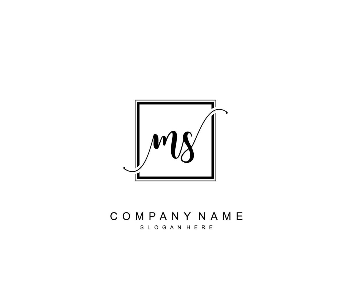 Initial MS beauty monogram and elegant logo design, handwriting logo of initial signature, wedding, fashion, floral and botanical with creative template. vector