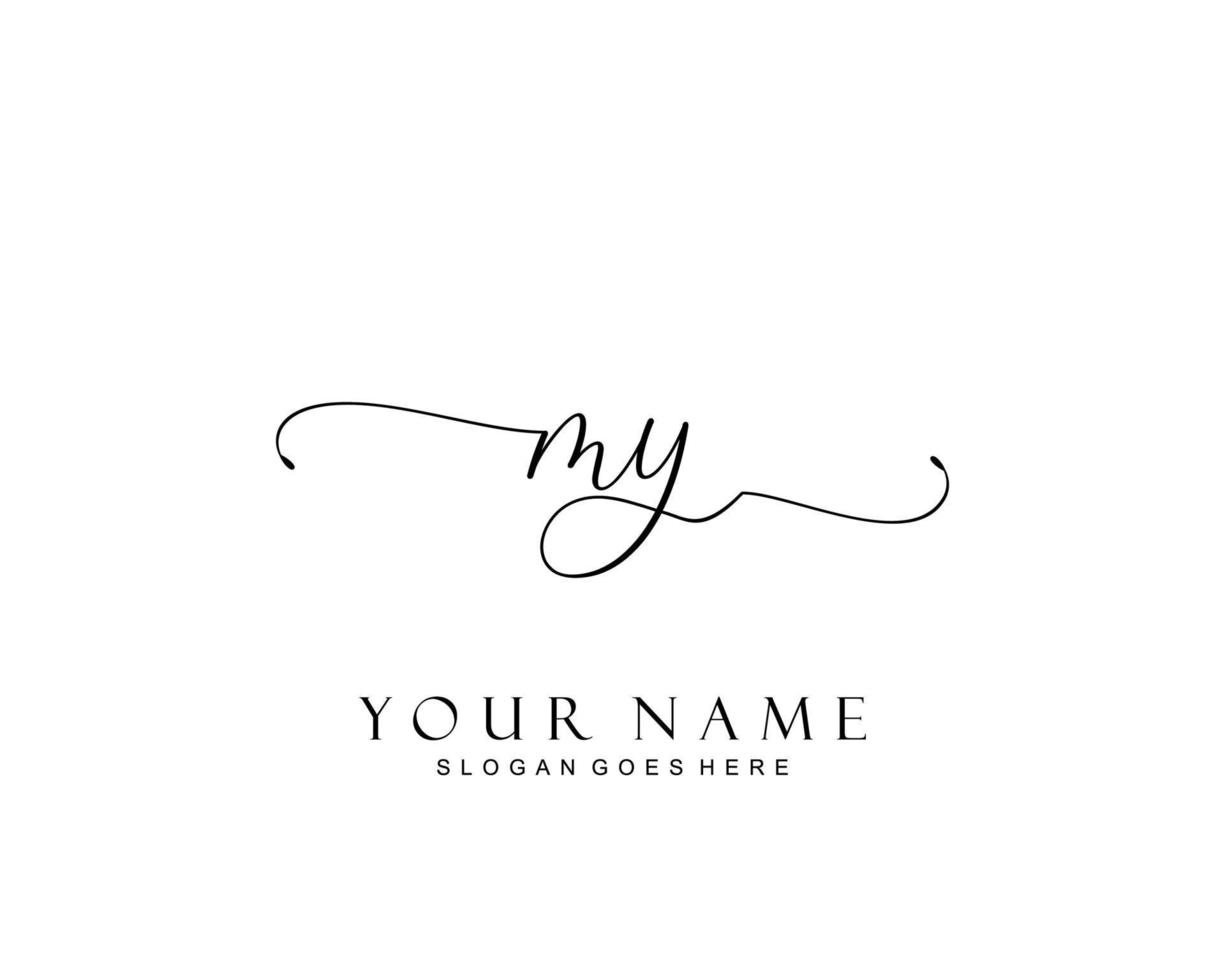 Initial MY beauty monogram and elegant logo design, handwriting logo of initial signature, wedding, fashion, floral and botanical with creative template. vector