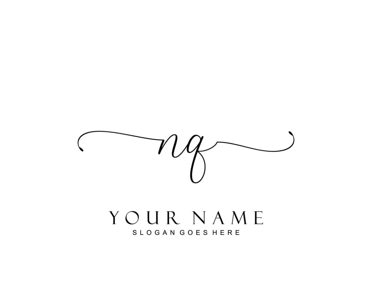 Initial NQ beauty monogram and elegant logo design, handwriting logo of initial signature, wedding, fashion, floral and botanical with creative template. vector