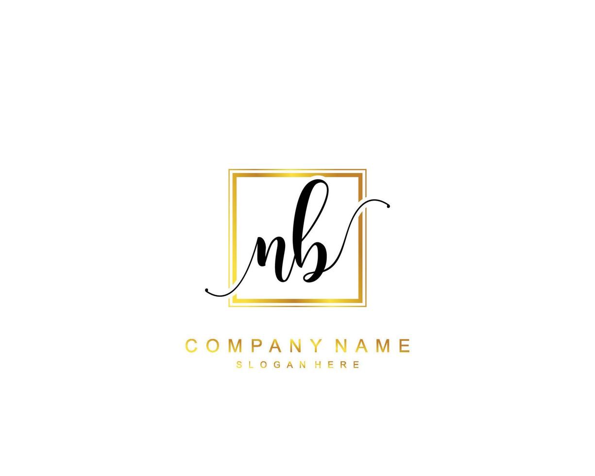 Initial NB beauty monogram and elegant logo design, handwriting logo of initial signature, wedding, fashion, floral and botanical with creative template. vector
