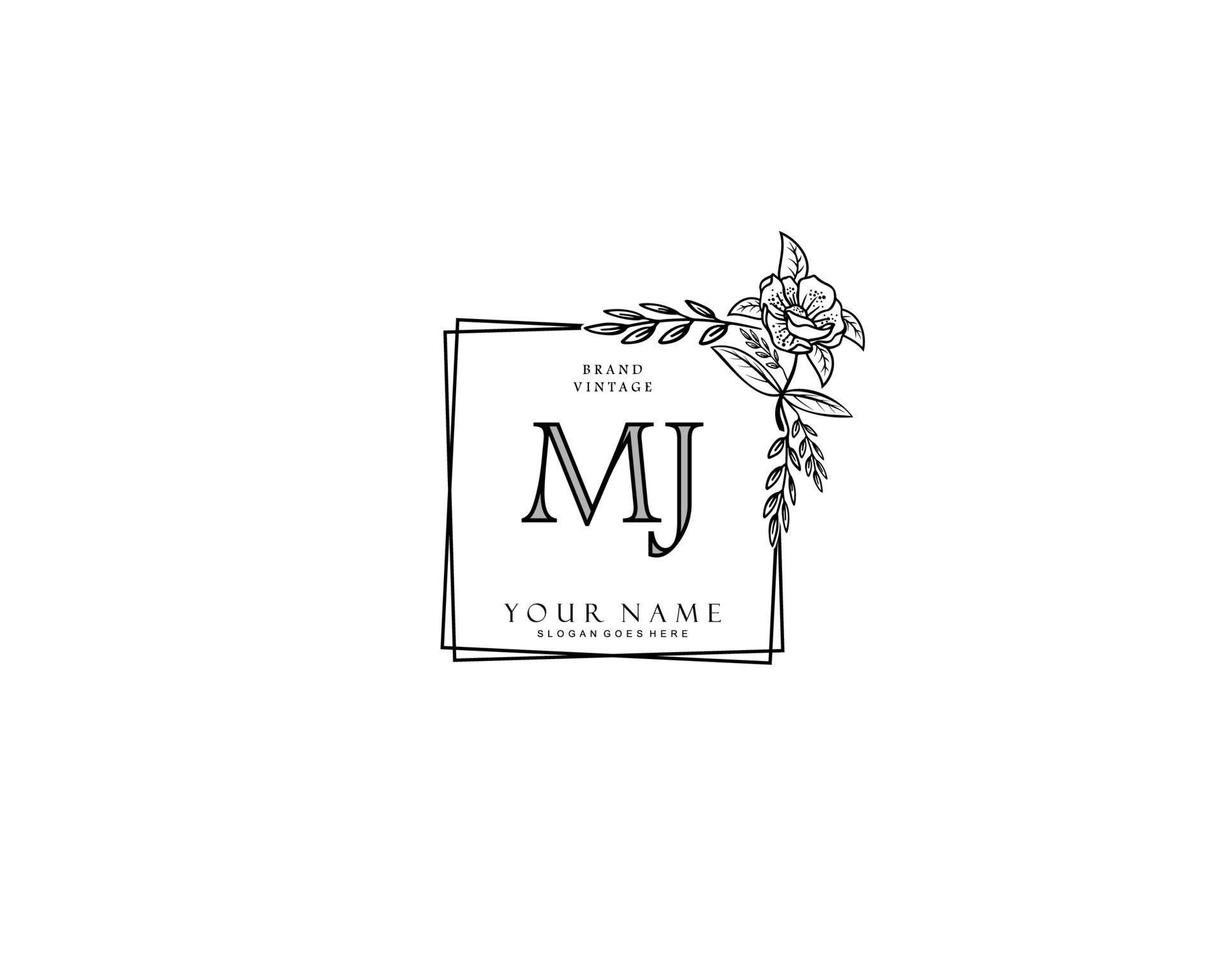 Initial MJ beauty monogram and elegant logo design, handwriting logo of initial signature, wedding, fashion, floral and botanical with creative template. vector