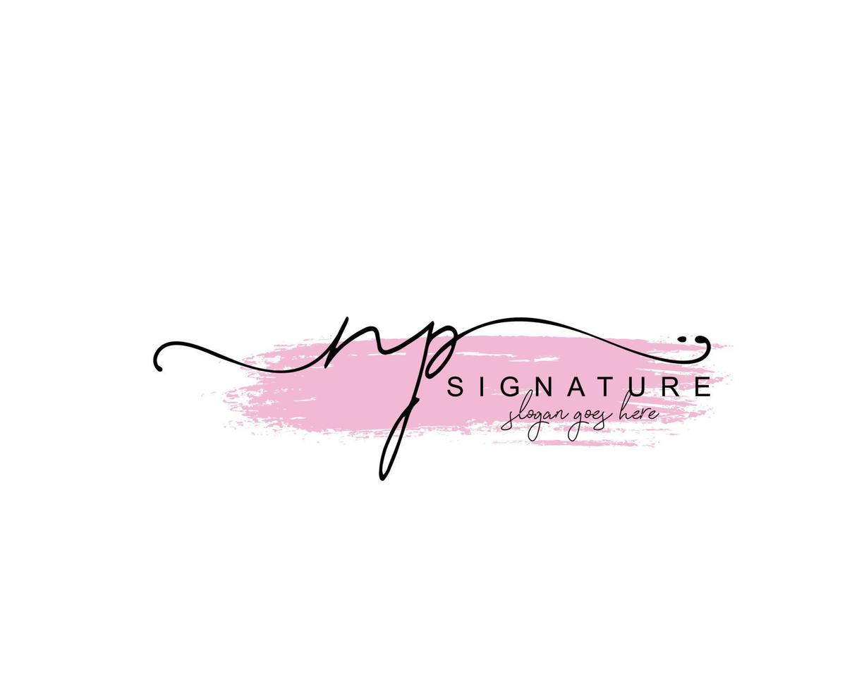Initial NP beauty monogram and elegant logo design, handwriting logo of initial signature, wedding, fashion, floral and botanical with creative template. vector