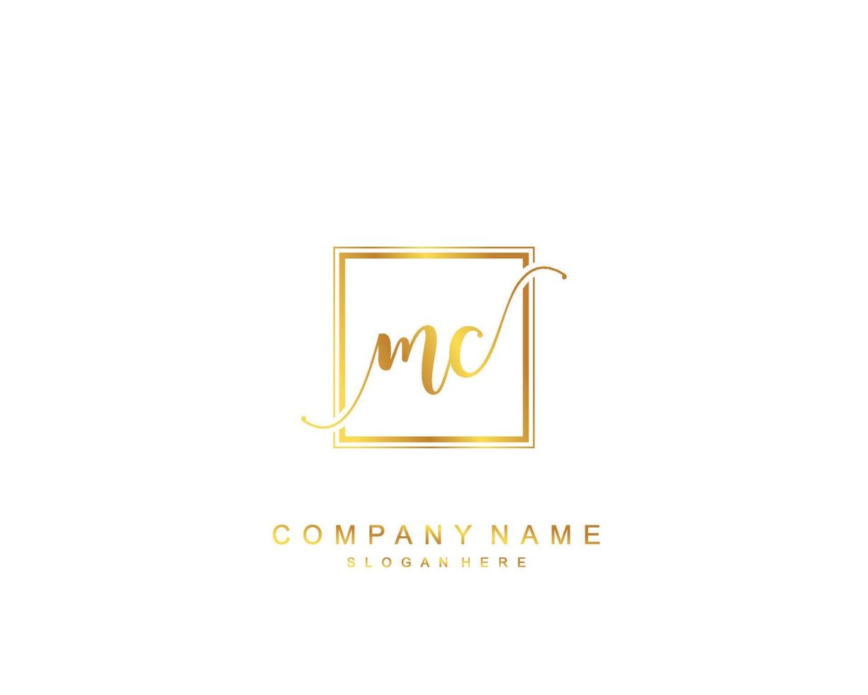 Initial MC beauty monogram and elegant logo design, handwriting logo of initial signature, wedding, fashion, floral and botanical with creative template. vector