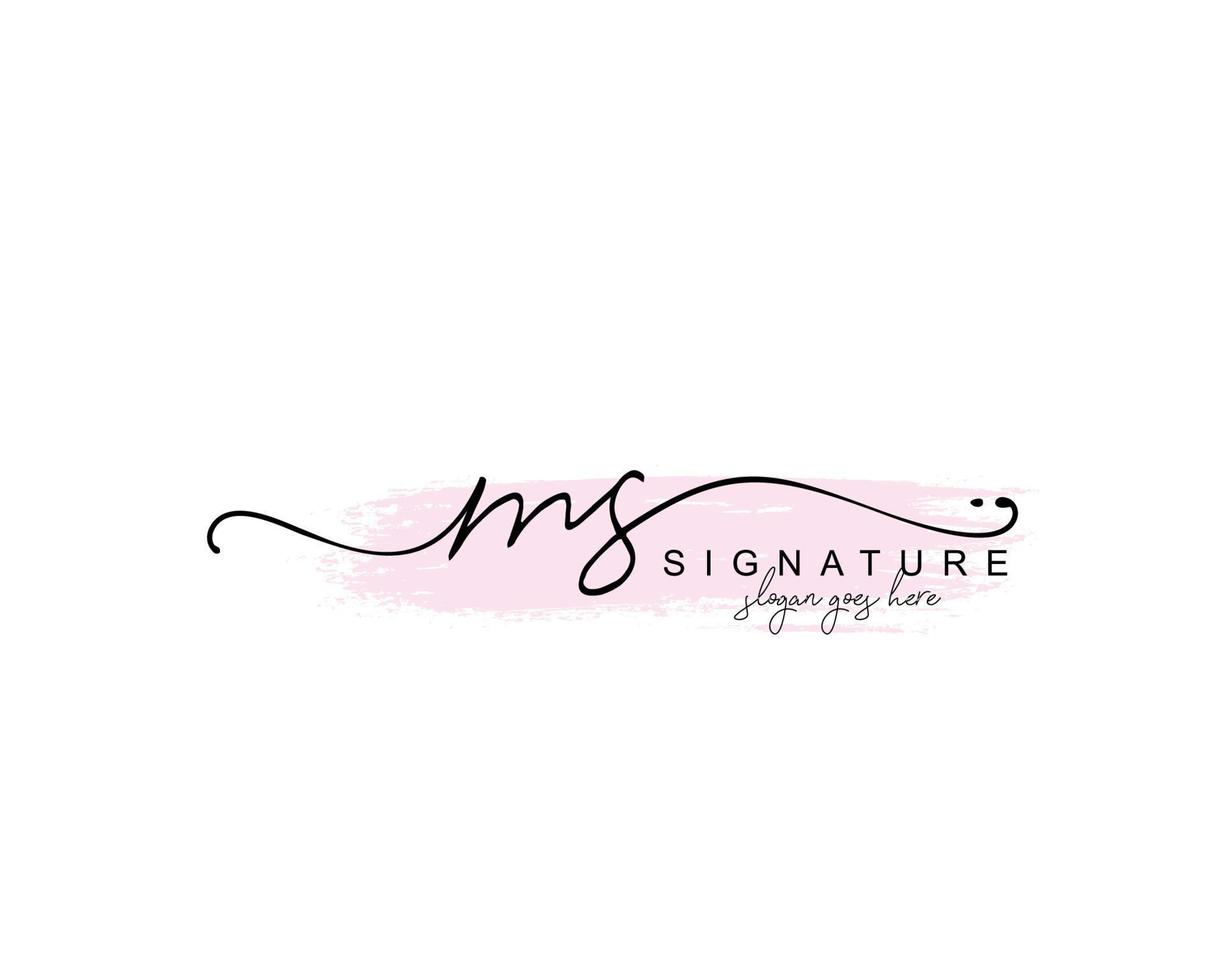 Initial MS beauty monogram and elegant logo design, handwriting logo of initial signature, wedding, fashion, floral and botanical with creative template. vector