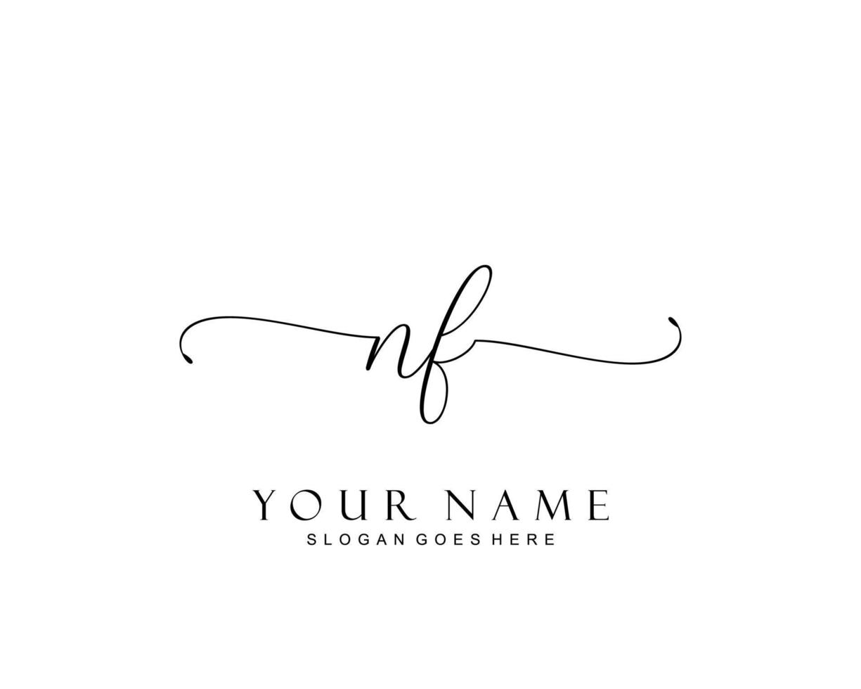 Initial NF beauty monogram and elegant logo design, handwriting logo of initial signature, wedding, fashion, floral and botanical with creative template. vector