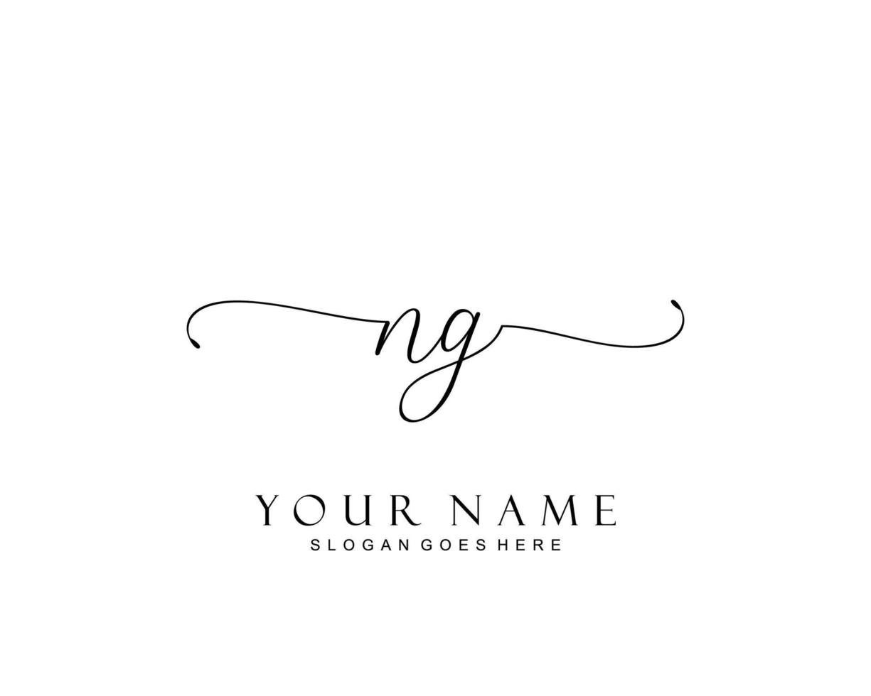 Initial NG beauty monogram and elegant logo design, handwriting logo of initial signature, wedding, fashion, floral and botanical with creative template. vector