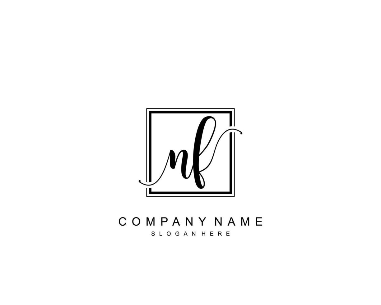 Initial NF beauty monogram and elegant logo design, handwriting logo of initial signature, wedding, fashion, floral and botanical with creative template. vector