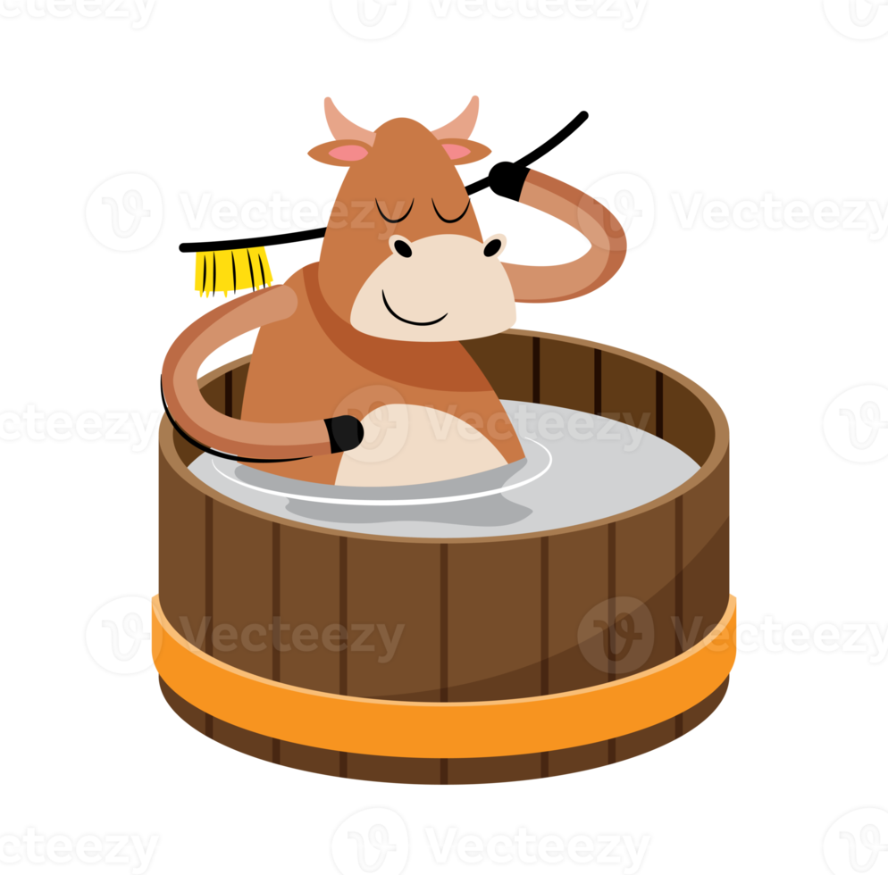 cow take a bath png