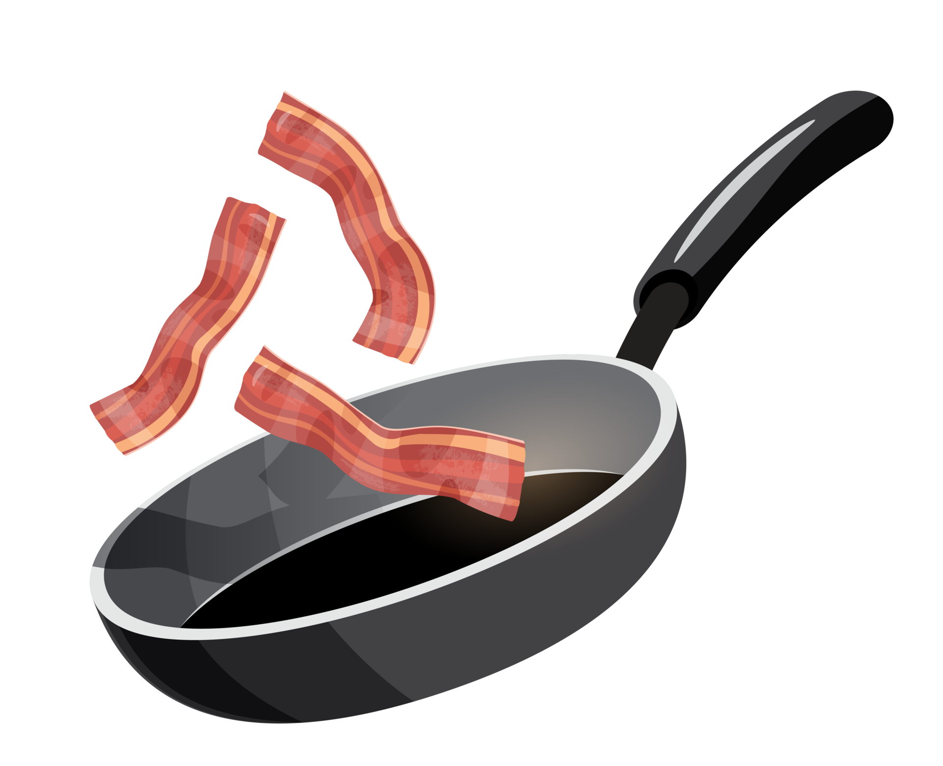 bacon are fried in frying pan 17221432 PNG