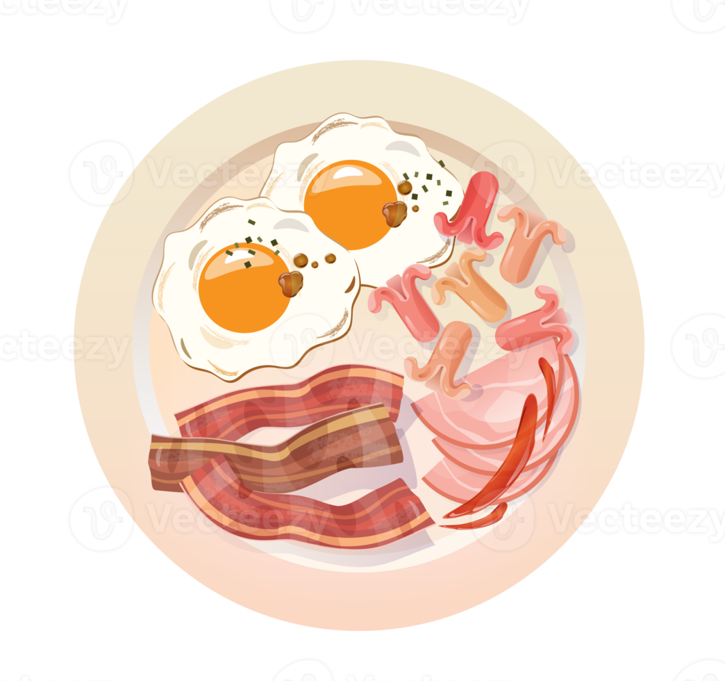 american breakfast on plate png