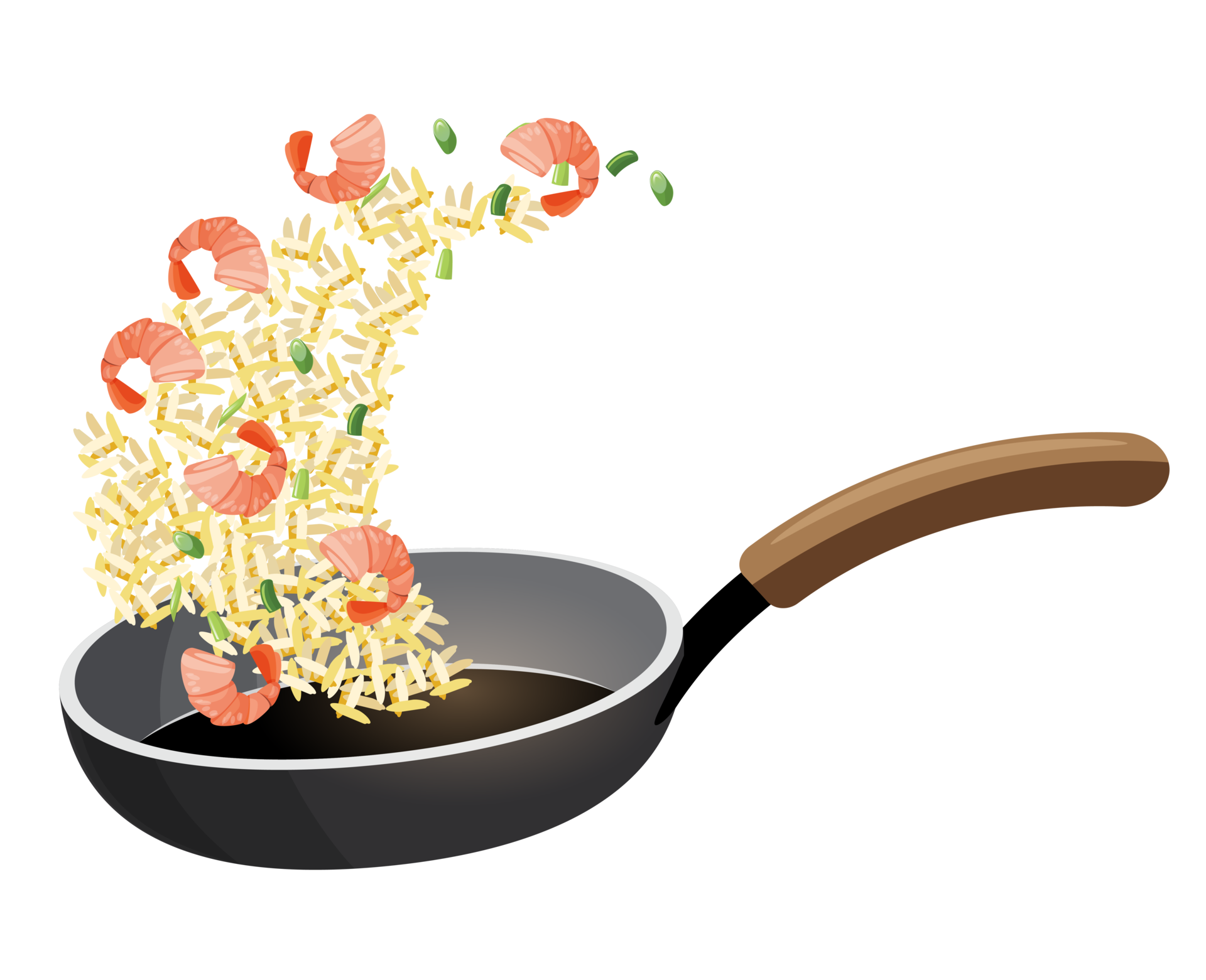 fried rice with shrimp and vegetables in a pan 17221549 PNG
