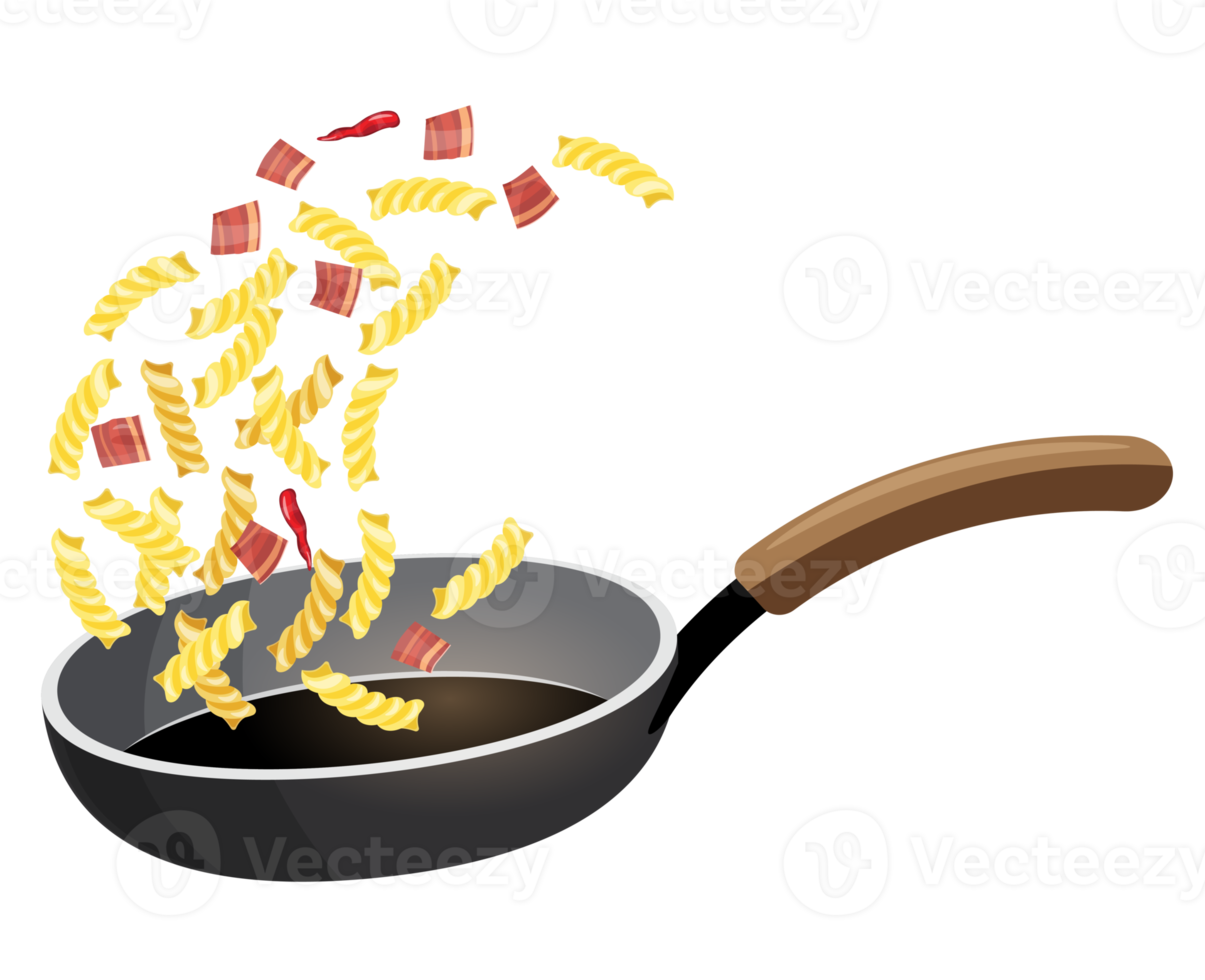 macaroni met ingrediënt in een pan png