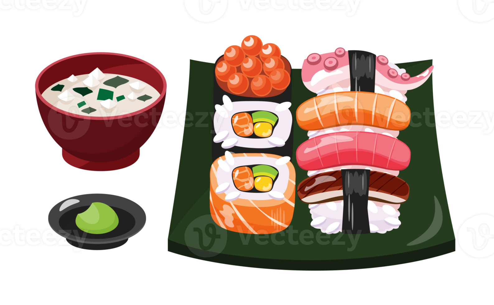 Sushi set on plate png