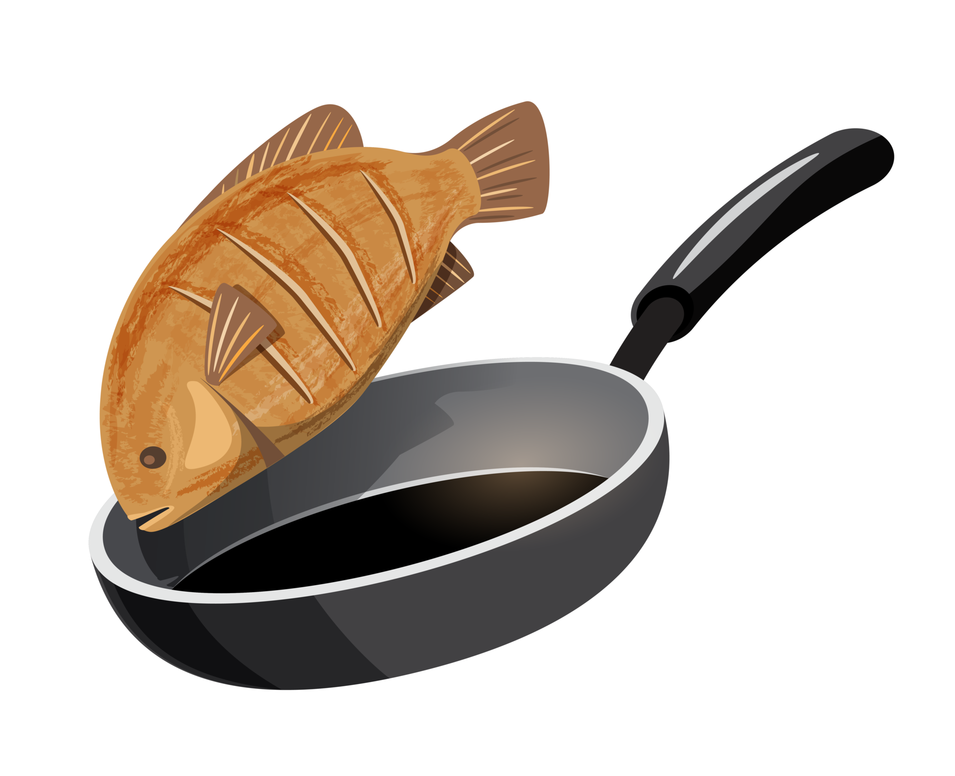 https://static.vecteezy.com/system/resources/previews/017/221/579/original/fried-fish-in-frying-pan-png.png