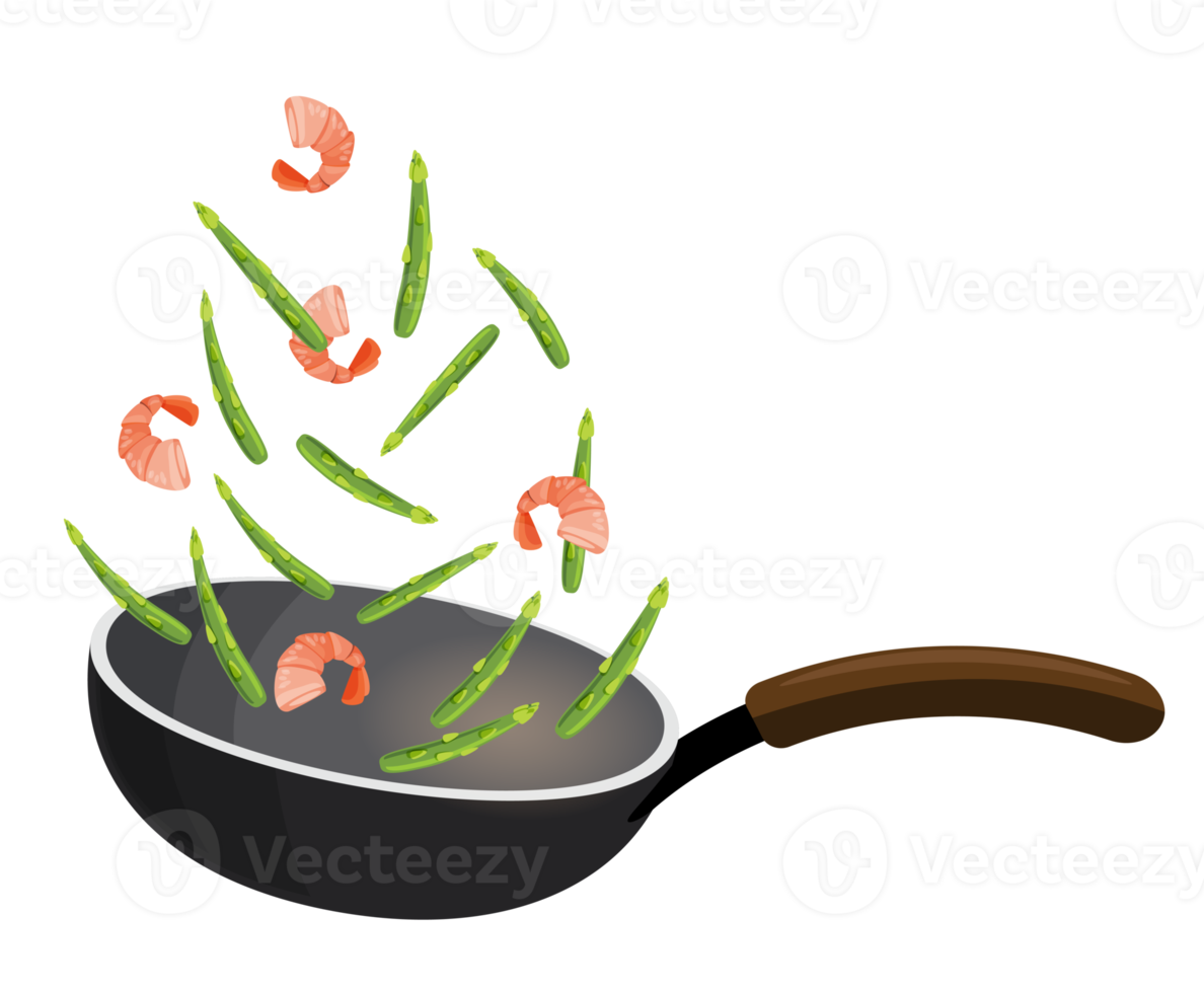 saltear verduras frescas con pimienta en una sartén png