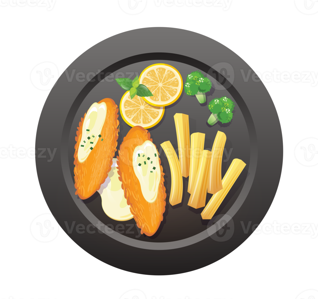 fish and chips on plate png