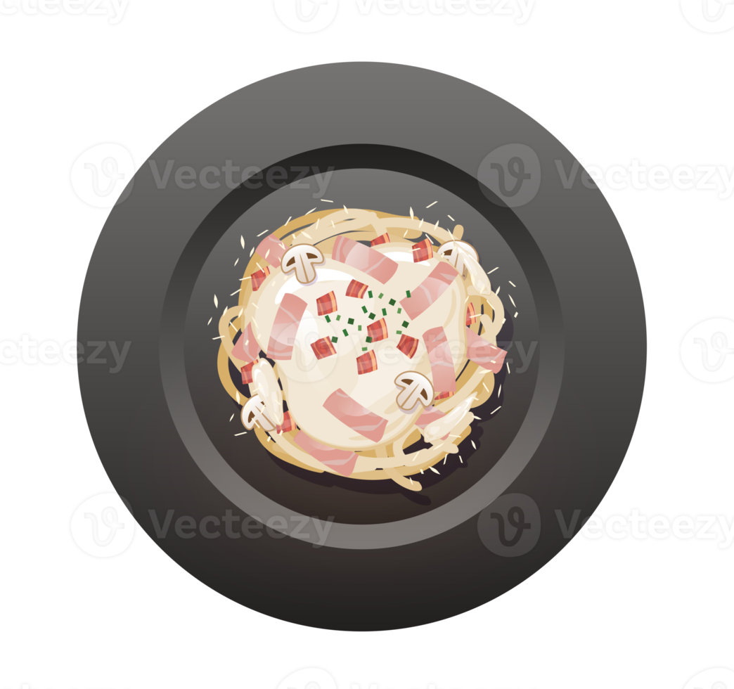spaghetti carbonara on plate png