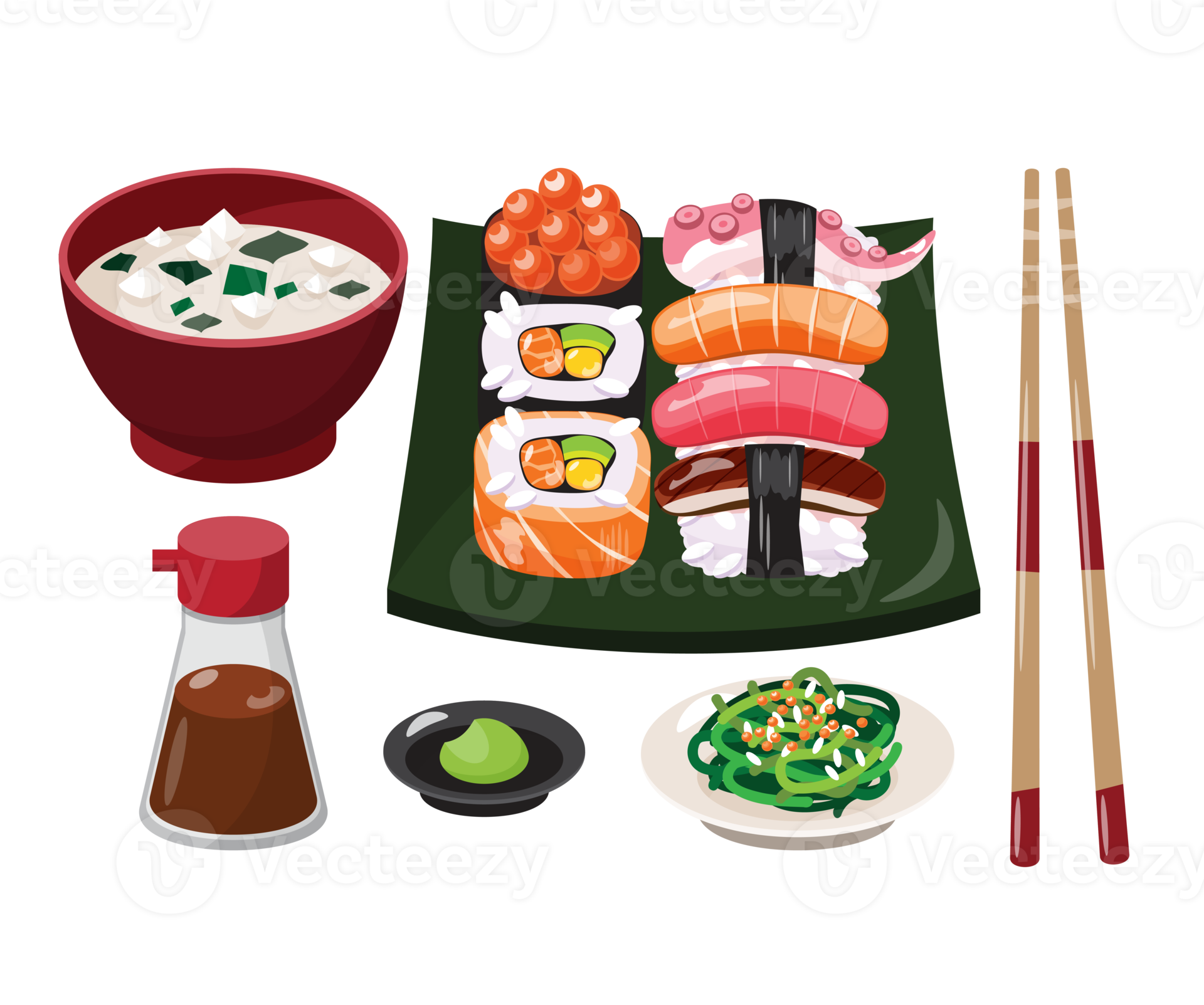 Sushi set on plate 17221626 PNG