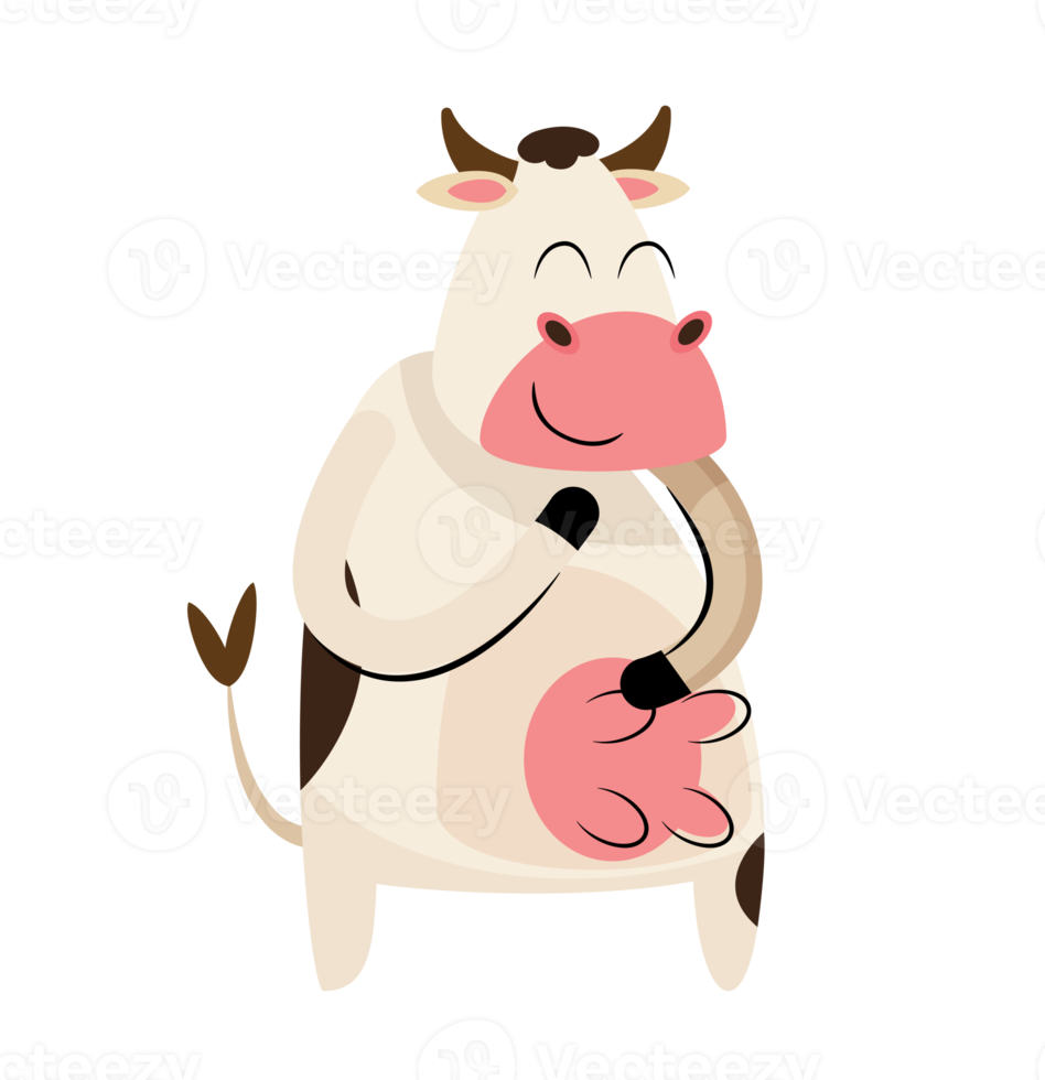 black and white cow cartoon character png