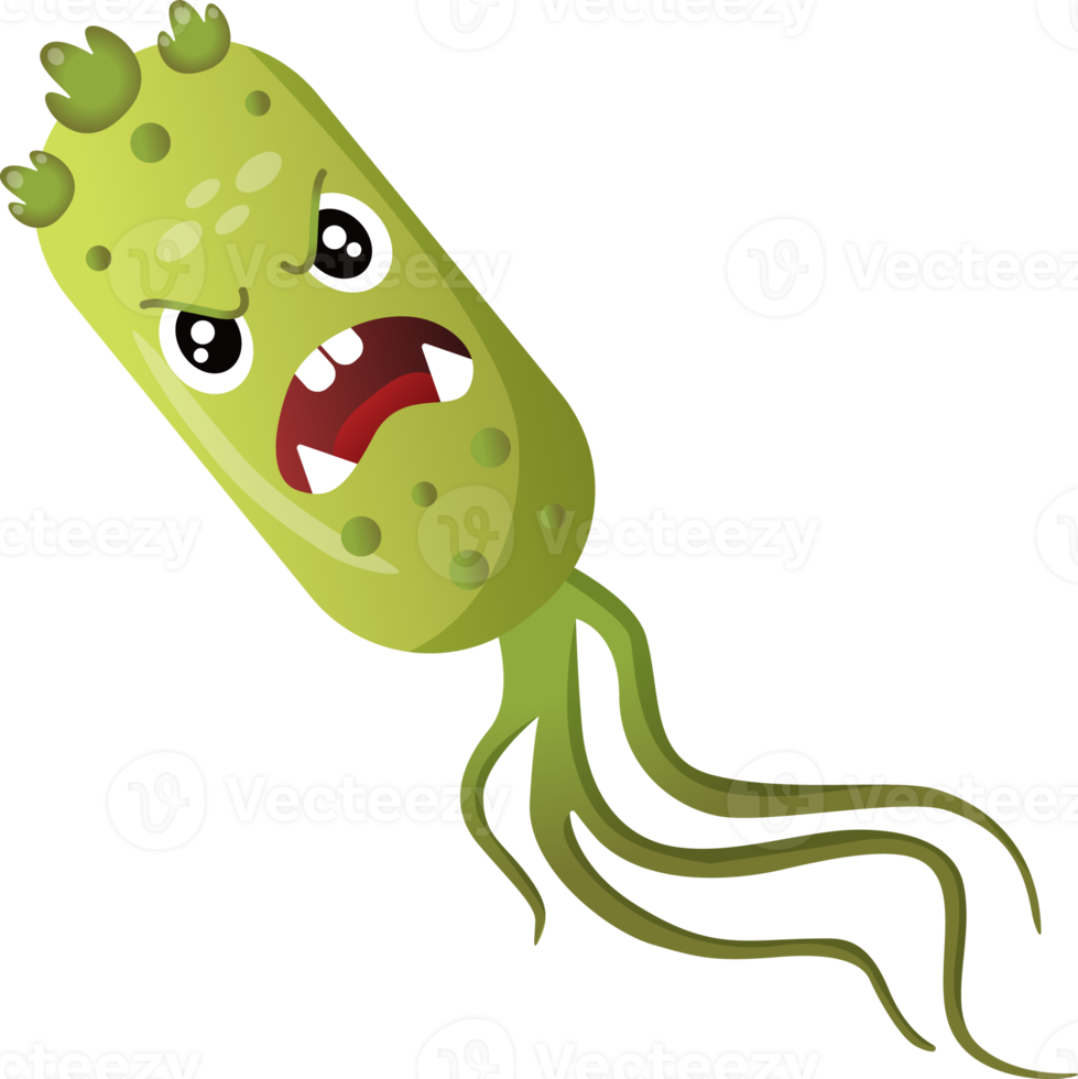 Virus and Bacteria . Cute cartoon character . png