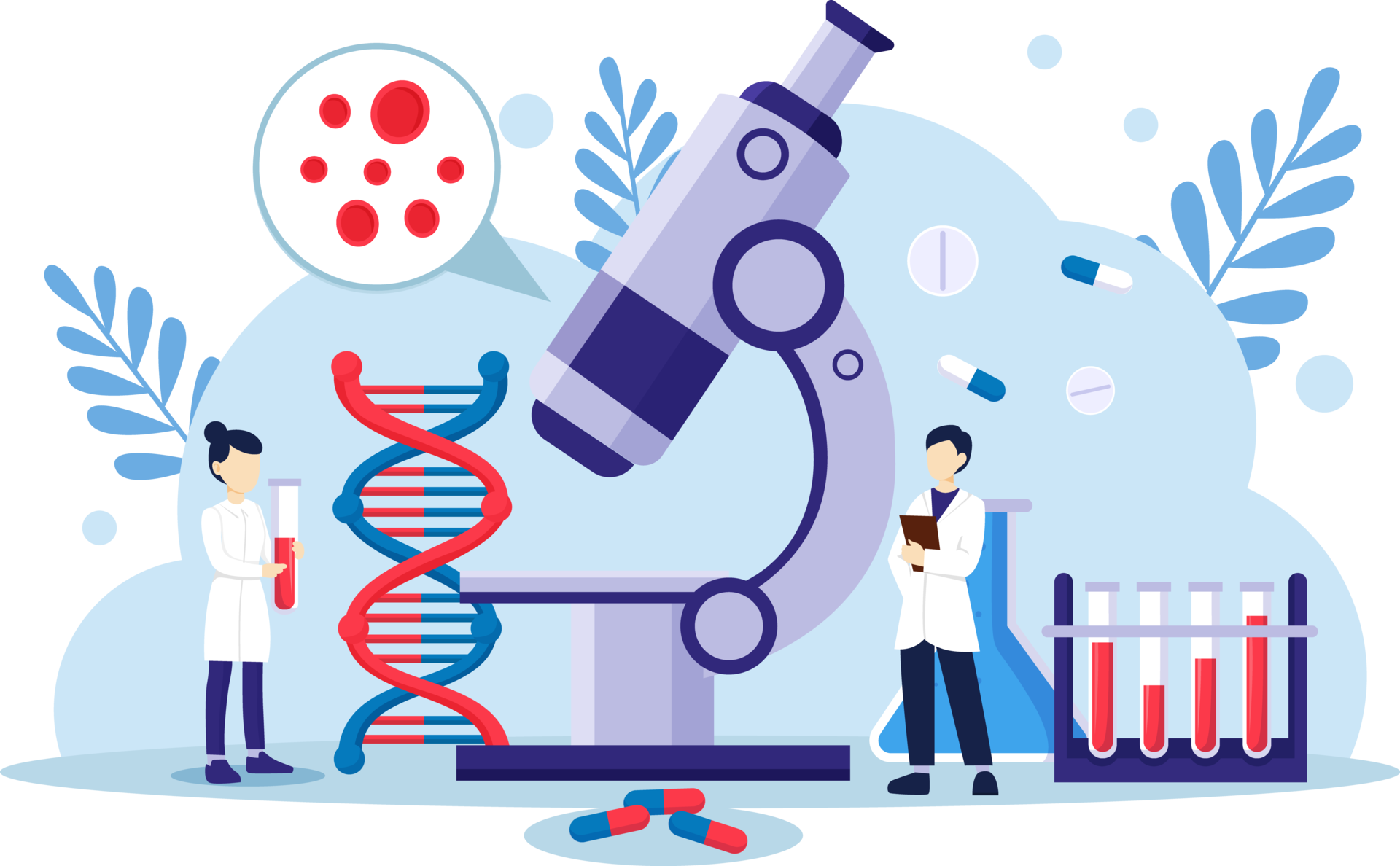 DNA and Scientist . Genomic concept . 17221915 PNG