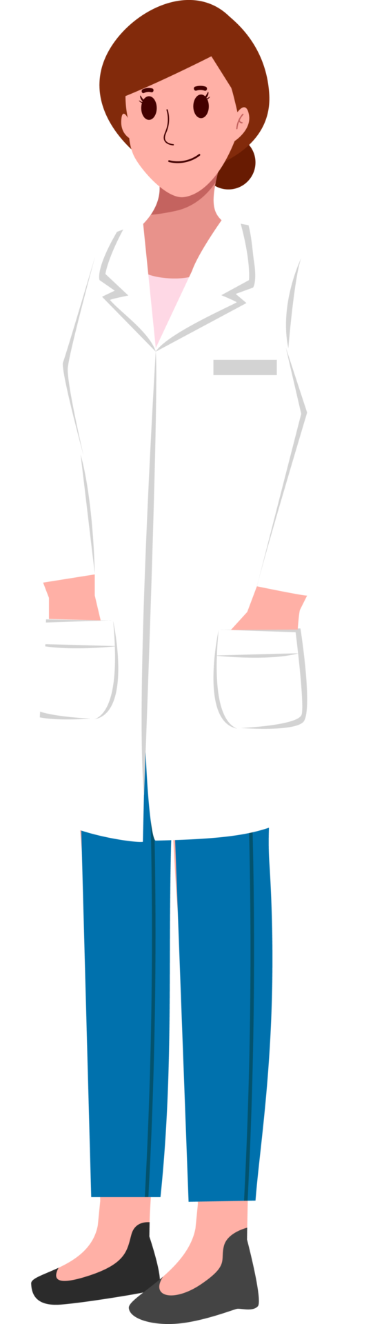 Um personagem de desenho animado médico feminino em fundo branco