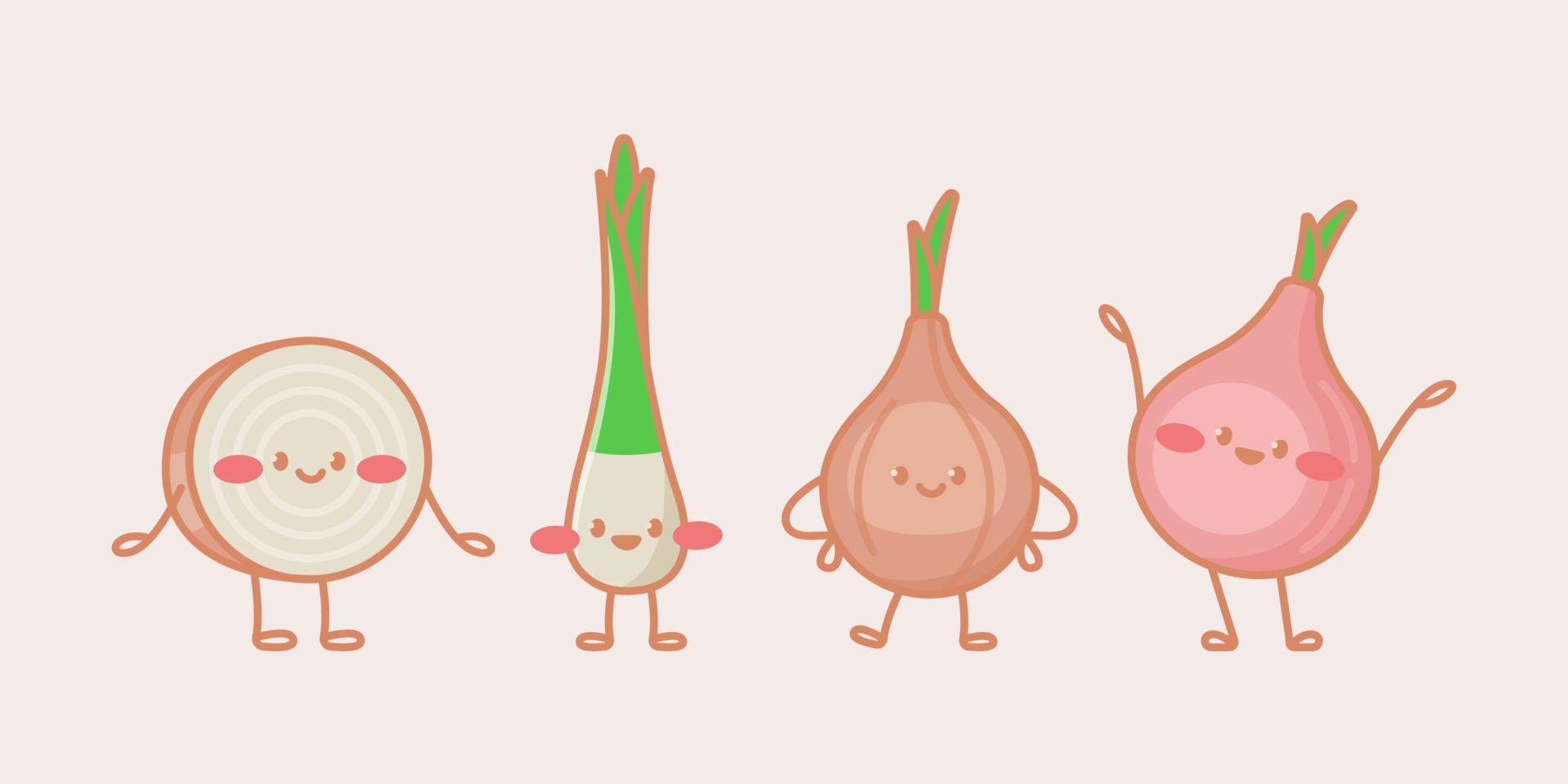 Cute onion characters. vector