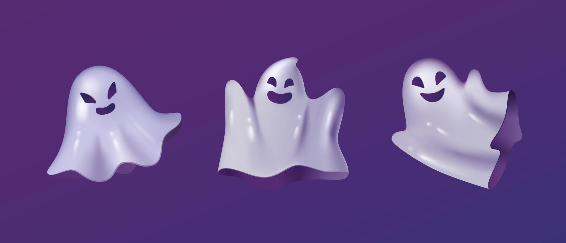 Set of cute Halloween ghosts vector