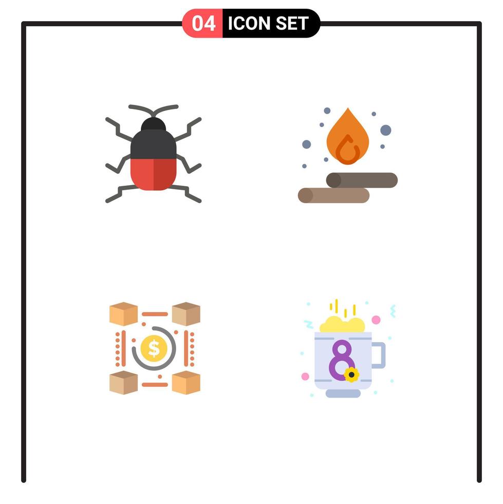 Modern Set of 4 Flat Icons and symbols such as biology currency nature water pp Editable Vector Design Elements