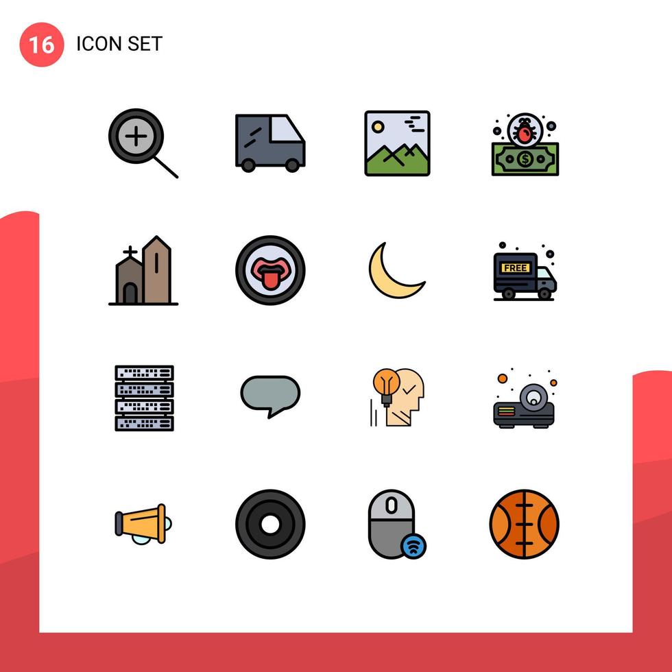 16 iconos creativos signos y símbolos modernos de laboratorio monasterio dólar histórico cristiano elementos de diseño de vectores creativos editables