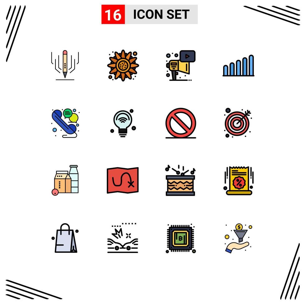 paquete de iconos de vector de stock de 16 signos y símbolos de línea para la conexión de chat de publicidad de línea telefónica elementos de diseño de vector creativo editable