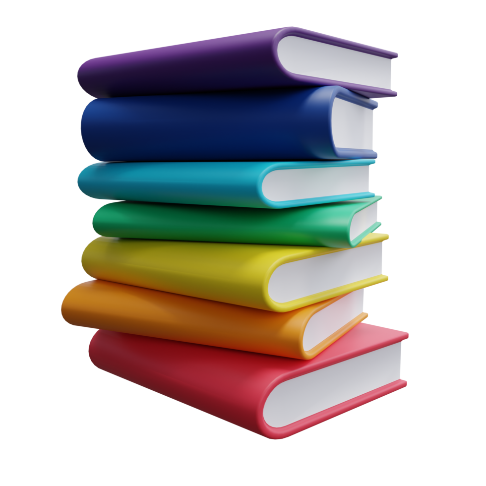 3d stack of books. 3d rendering illustration. png