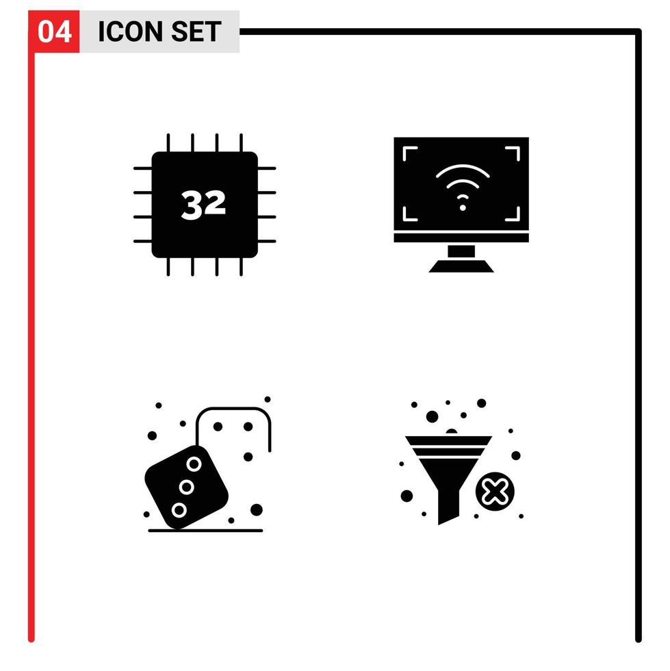 Group of Modern Solid Glyphs Set for chip tv gadget multimedia dices Editable Vector Design Elements