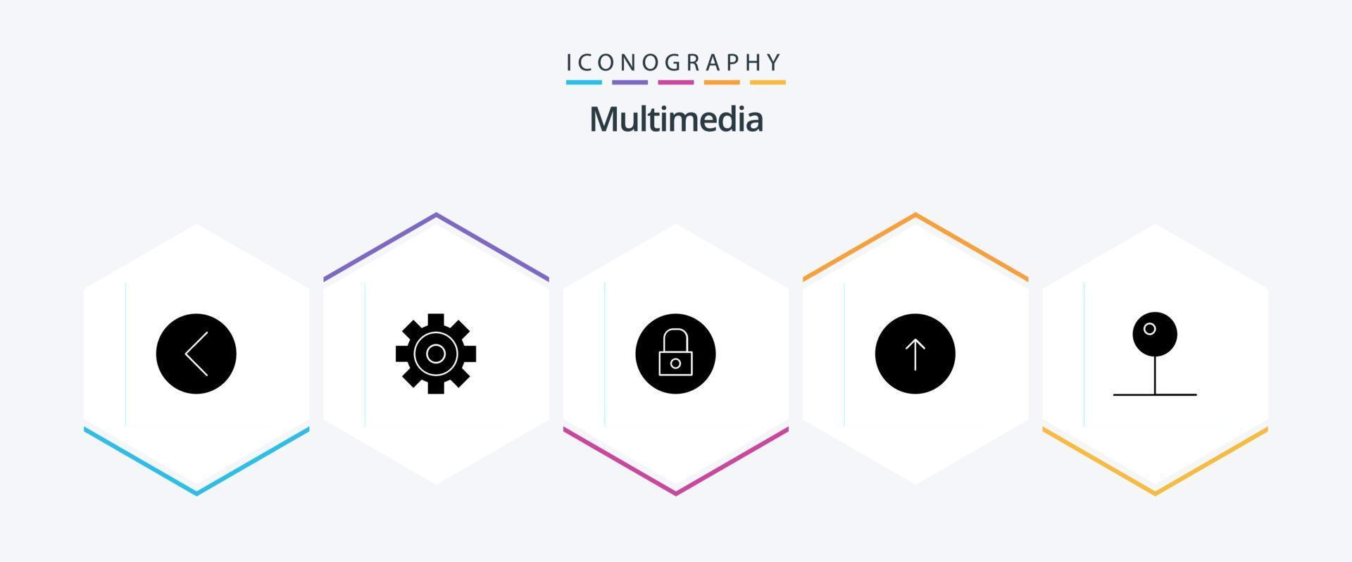 Multimedia 25 Glyph icon pack including web. communication. multimedia. browser. multimedia vector