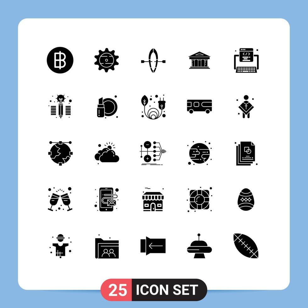 User Interface Pack of 25 Basic Solid Glyphs of development building boat finance courthouse Editable Vector Design Elements