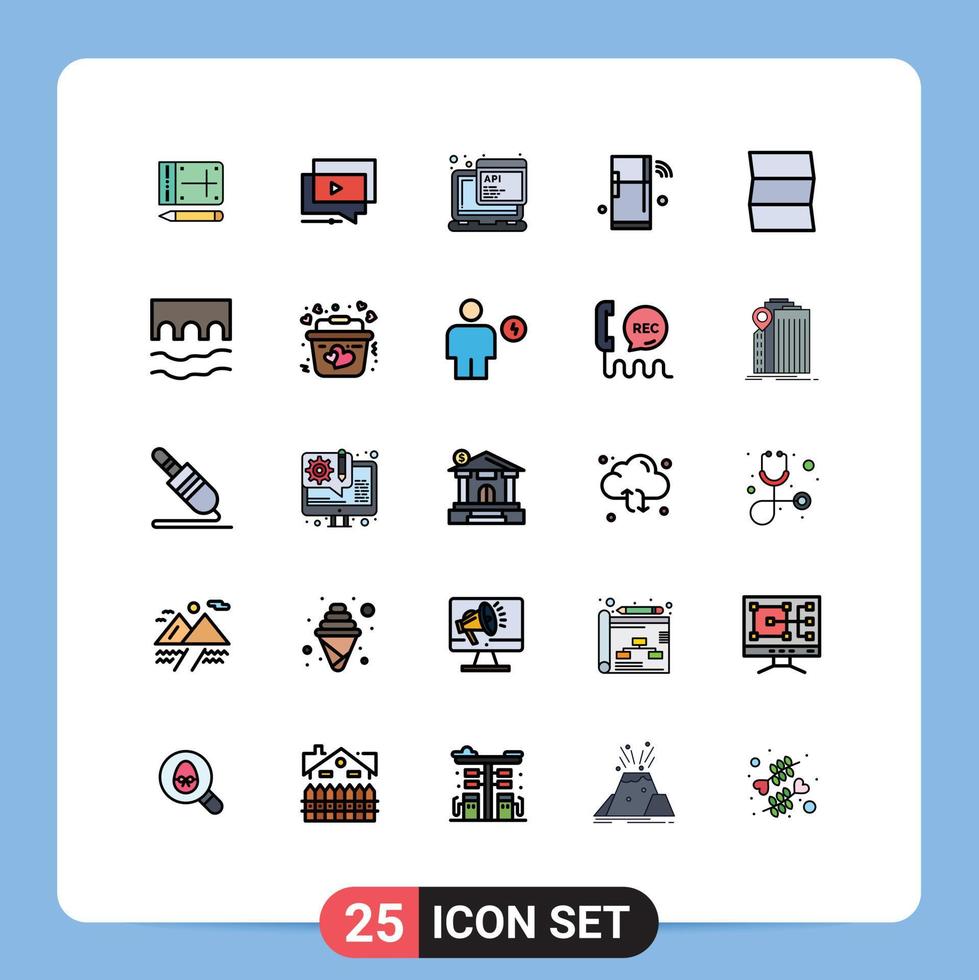 Stock Vector Icon Pack of 25 Line Signs and Symbols for wifi refrigerator presentation iot programming Editable Vector Design Elements