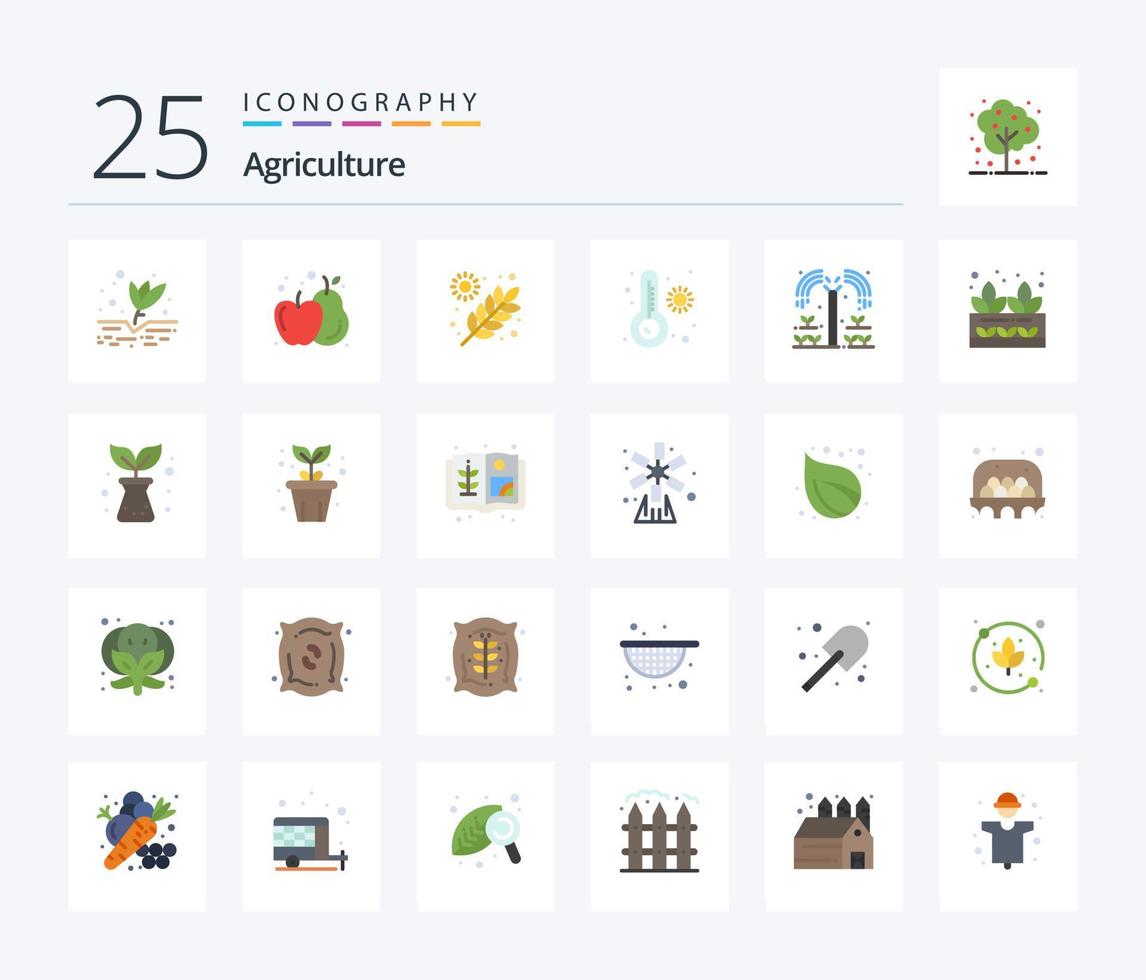 Agriculture 25 Flat Color icon pack including plant. grower. farming. agriculture. temperature vector