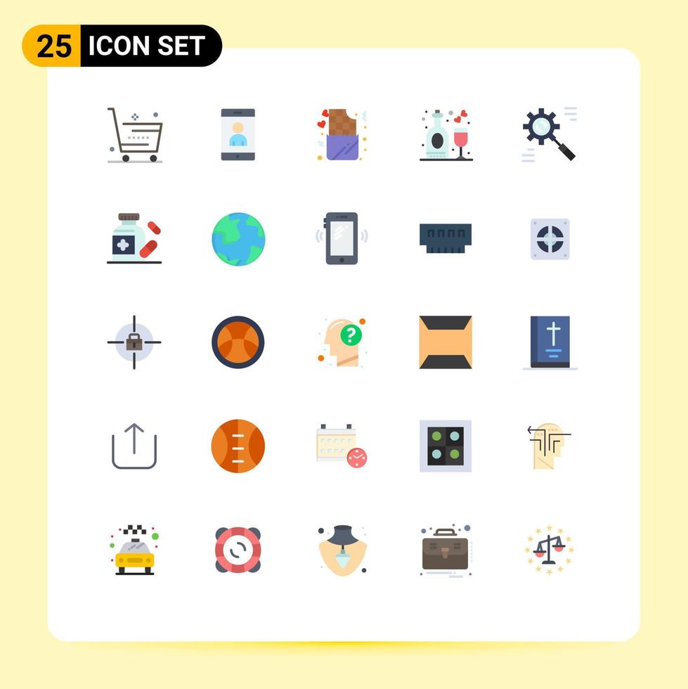 25 Creative Icons Modern Signs and Symbols of corporate wine chocolate party celebration Editable Vector Design Elements