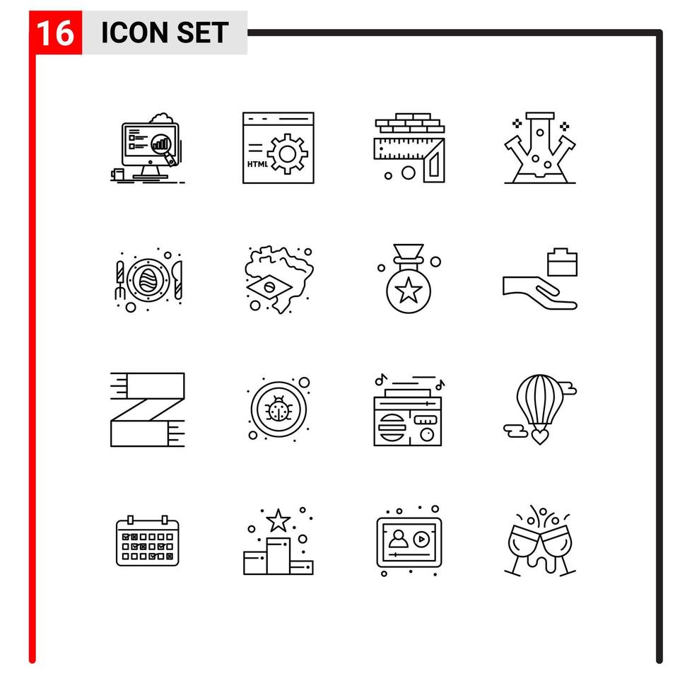 conjunto de pictogramas de 16 esquemas simples de elementos de diseño vectorial editables de nivel químico de desarrollo de conocimiento científico vector