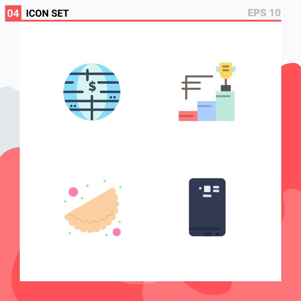 Pictogram Set of 4 Simple Flat Icons of future of money matrhri decentralized trophy phone Editable Vector Design Elements