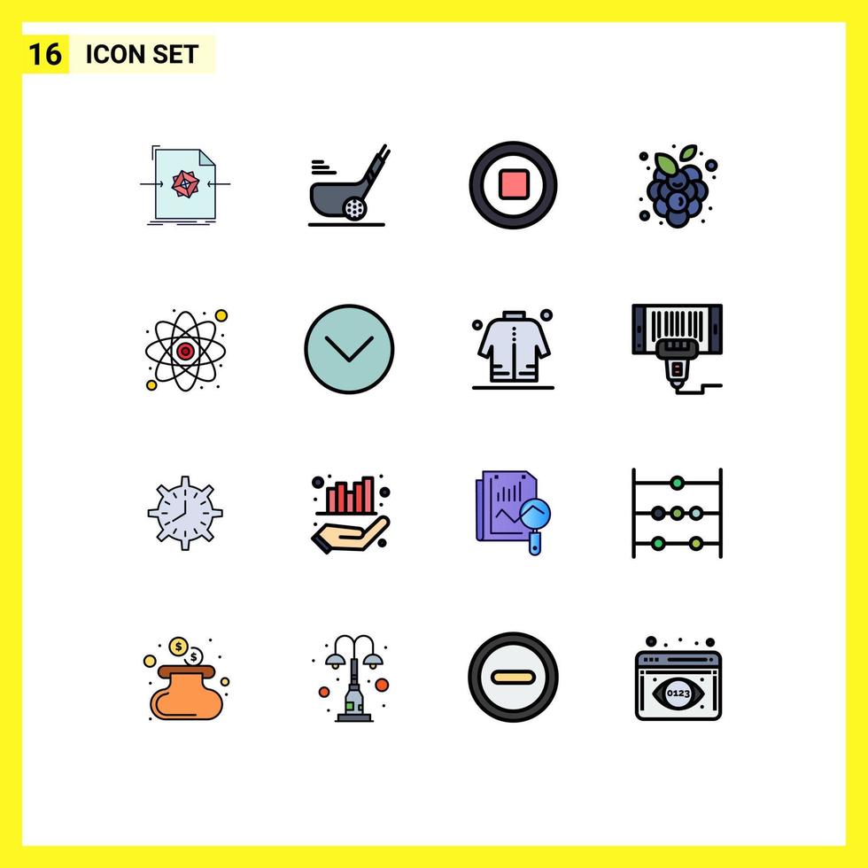 Modern Set of 16 Flat Color Filled Lines and symbols such as education vineyard sport vine autumn fruits Editable Creative Vector Design Elements