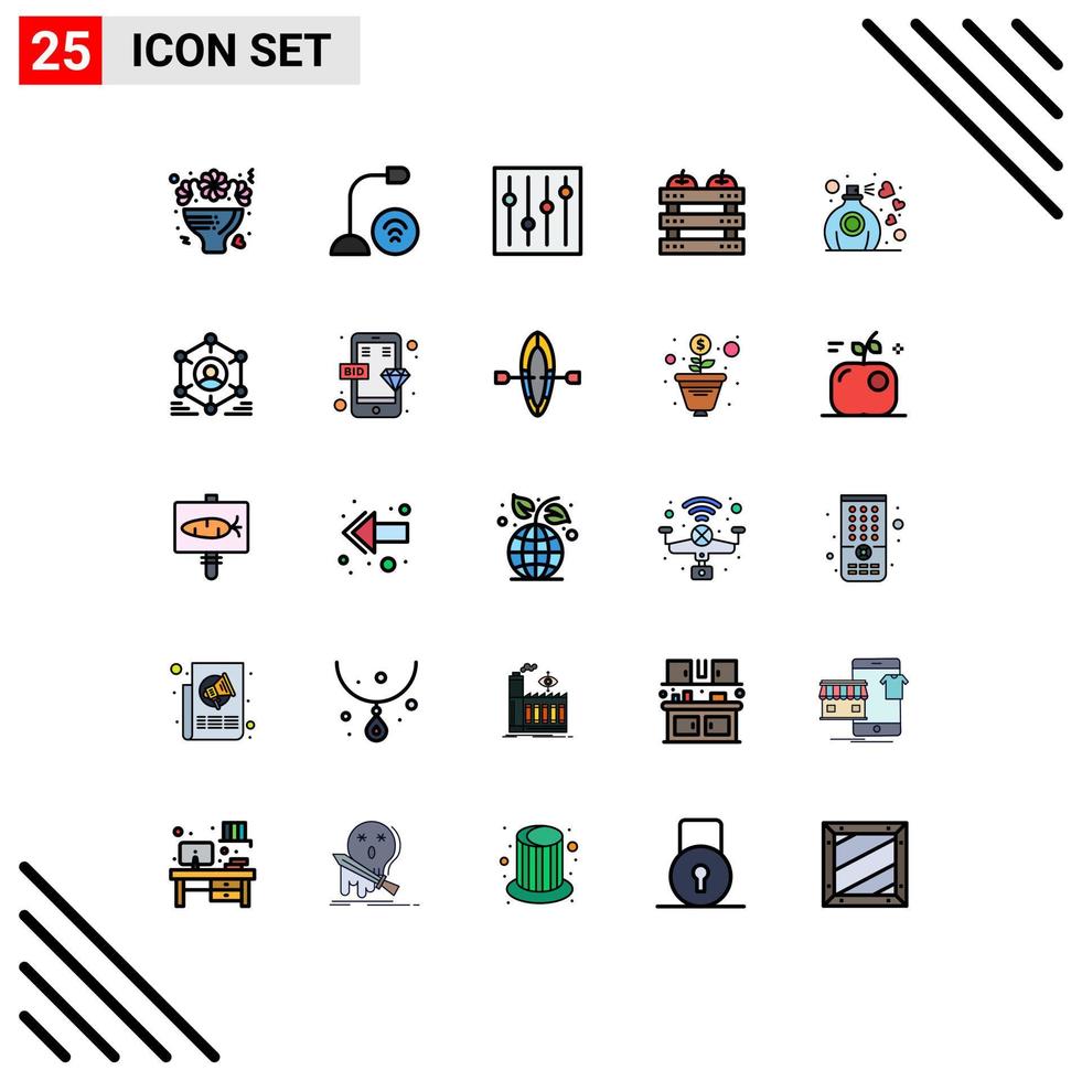 25 iconos creativos, signos y símbolos modernos de la cena festiva, caja de hardware, ajuste de elementos de diseño vectorial editables vector