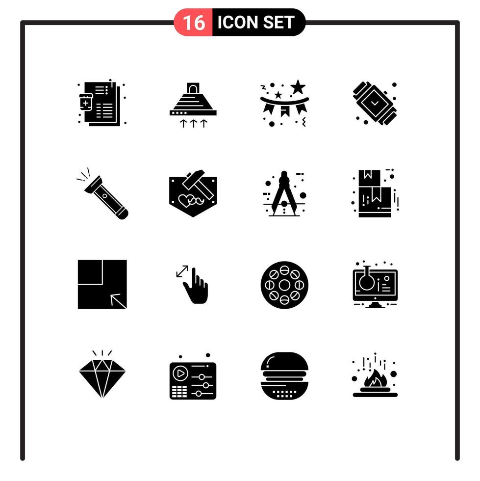 Set of 16 Modern UI Icons Symbols Signs for jewelry accessory smoke accessorize star Editable Vector Design Elements