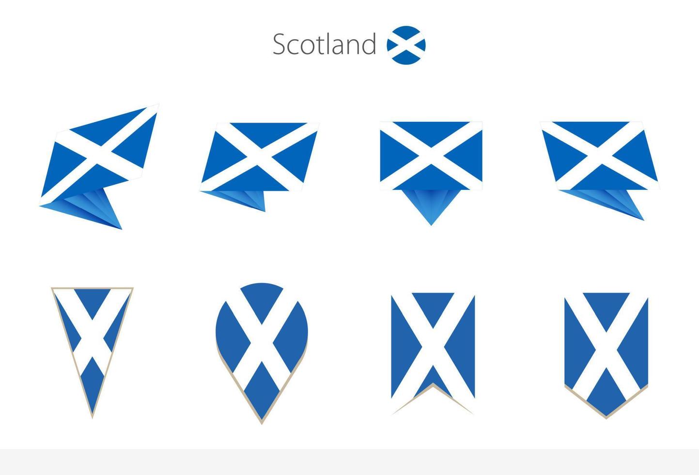 colección de banderas nacionales de Escocia, ocho versiones de banderas vectoriales de Escocia. vector