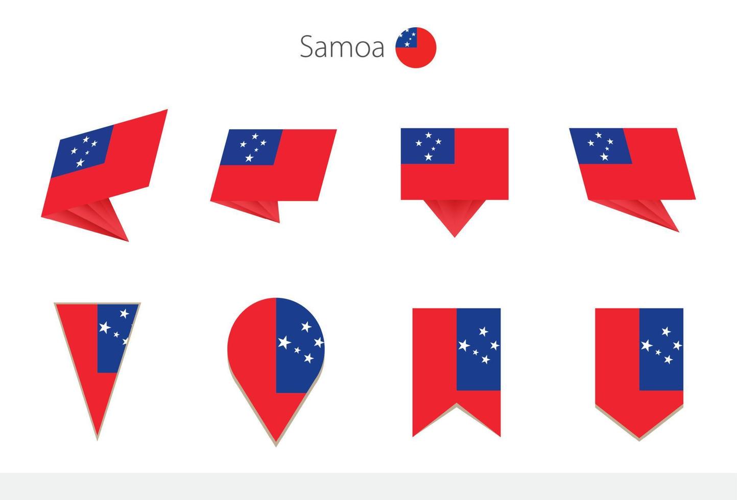 colección de banderas nacionales de samoa, ocho versiones de banderas vectoriales de samoa. vector